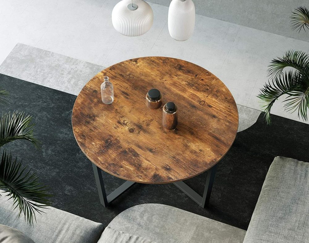 Large Rustic Brown Round Coffee Table Coffee Tables