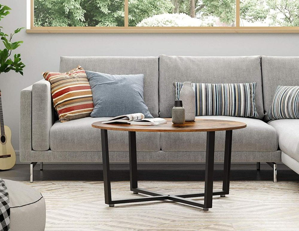 Large Rustic Brown Round Coffee Table Coffee Tables