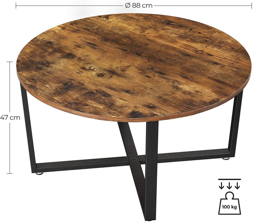 Large Rustic Brown Round Coffee Table Coffee Tables