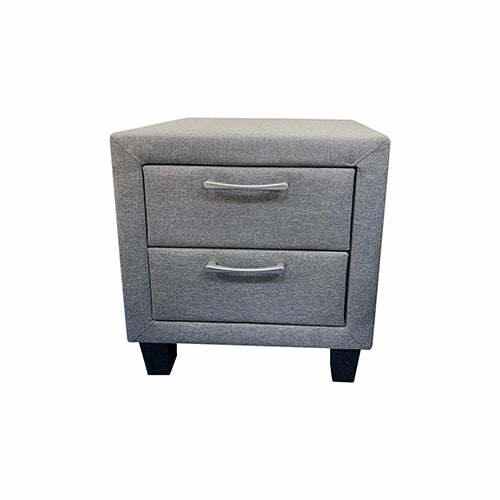 Light Grey 2-Drawer Bedside Table Upholstered Storage Unit Bedroom