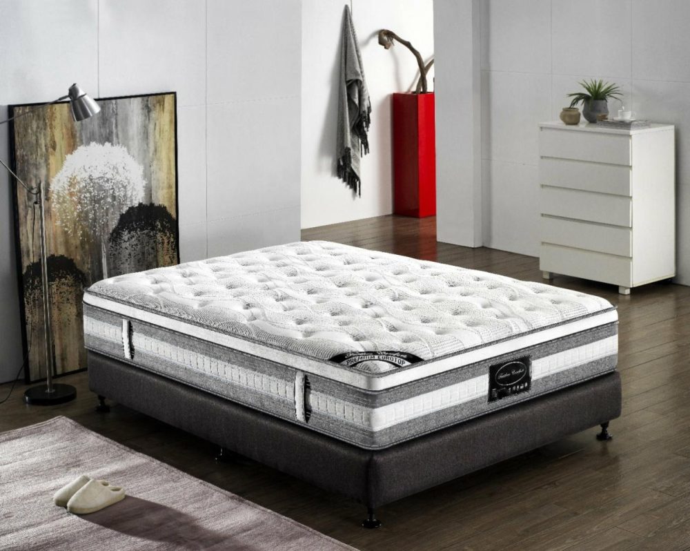 Medium Firm Queen Euro Top Mattress W/ Pocket Spring & Knitted Fabric Bedroom