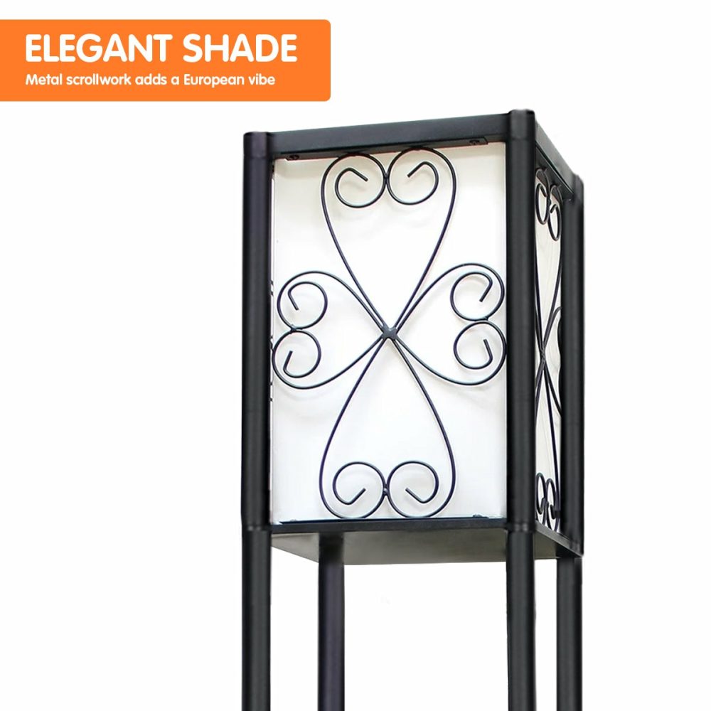 Metal Etagere Floor Lamp With Wine Holder And Shelves Floor Lamps