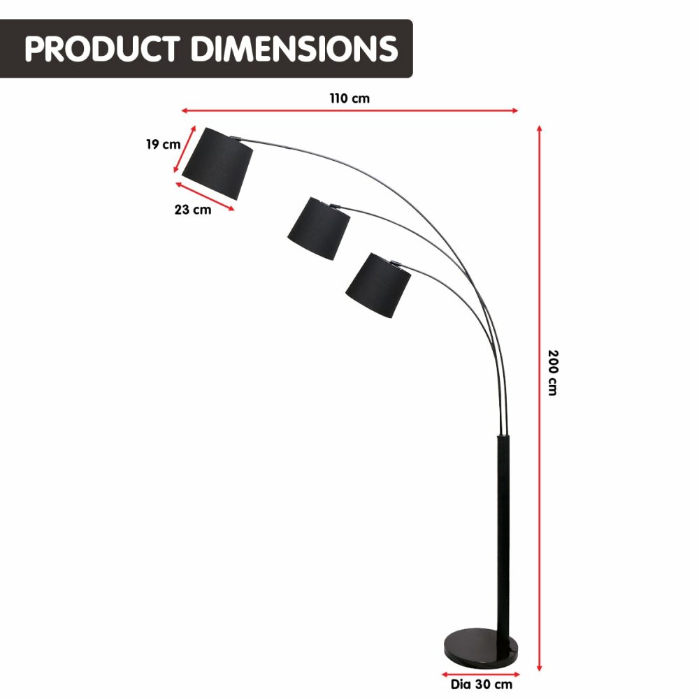 Mid-Century 3-Light Adjustable Arc Floor Lamp Floor Lamps