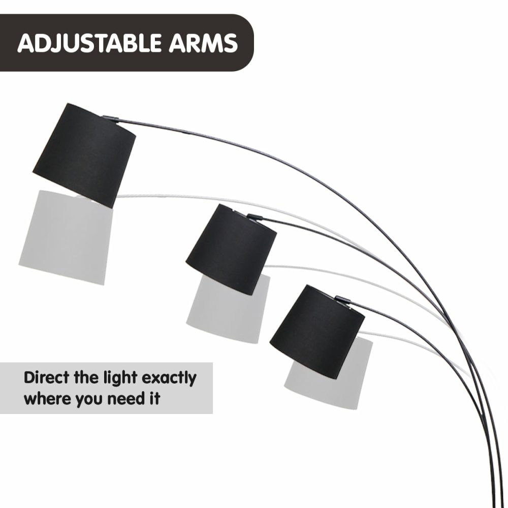 Mid-Century 3-Light Adjustable Arc Floor Lamp Floor Lamps