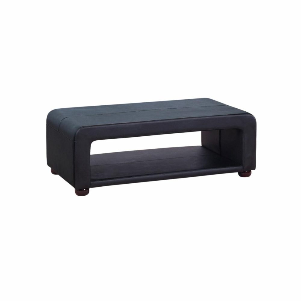 Modern Black Pu Leather Coffee Table With Storage Coffee Tables