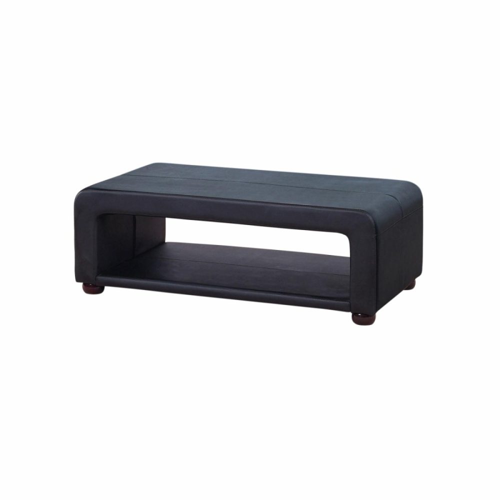 Modern Black Pu Leather Coffee Table With Storage Coffee Tables