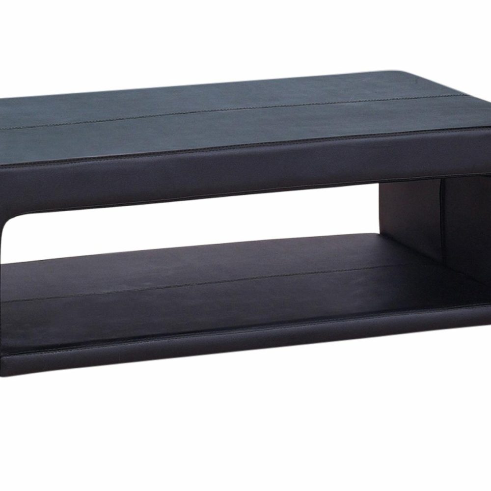 Modern Black Pu Leather Coffee Table With Storage Coffee Tables