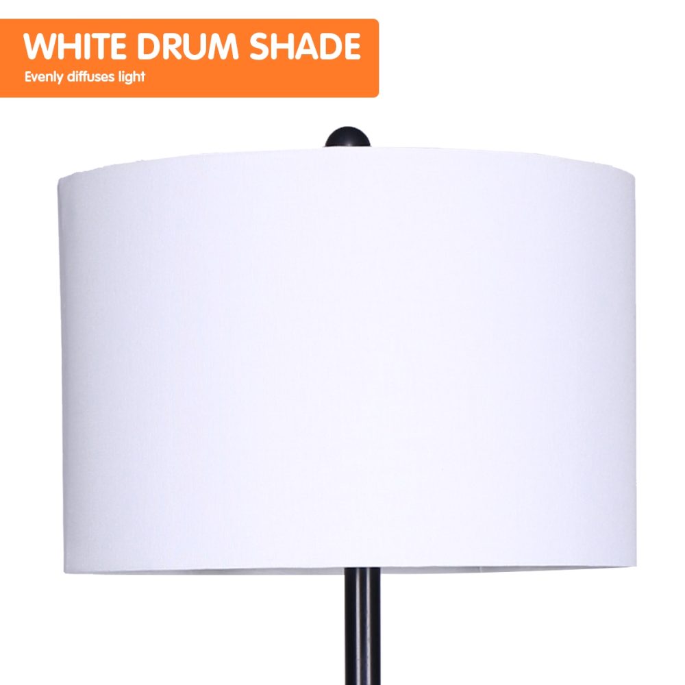 Modern Floor Lamp With Drum Shade & Shelves Floor Lamps