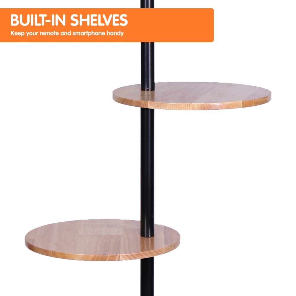 Modern Floor Lamp With Drum Shade & Shelves Floor Lamps