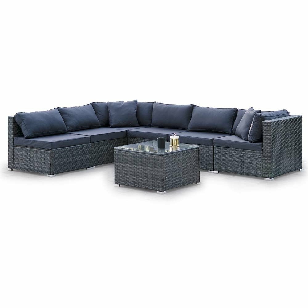 Modular 7 Piece Grey Outdoor Lounge Set Outdoor Furniture