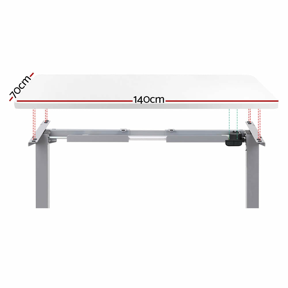 Motorised Adjustable Standing Desk 140Cm White Furniture