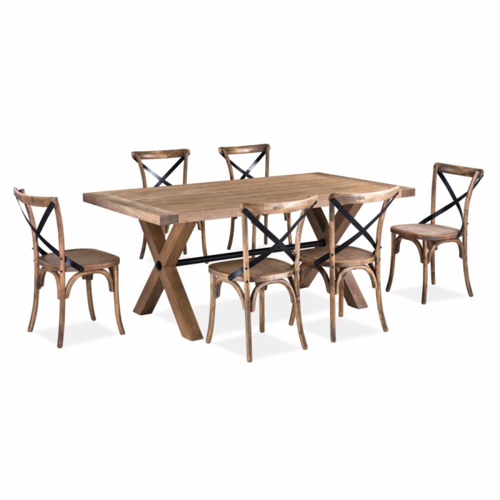 Natural Wood 7Pc Dining Set Dining Room