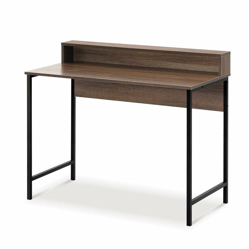 Oak Computer Desk With Shelf & Cross Bar Computer Desks