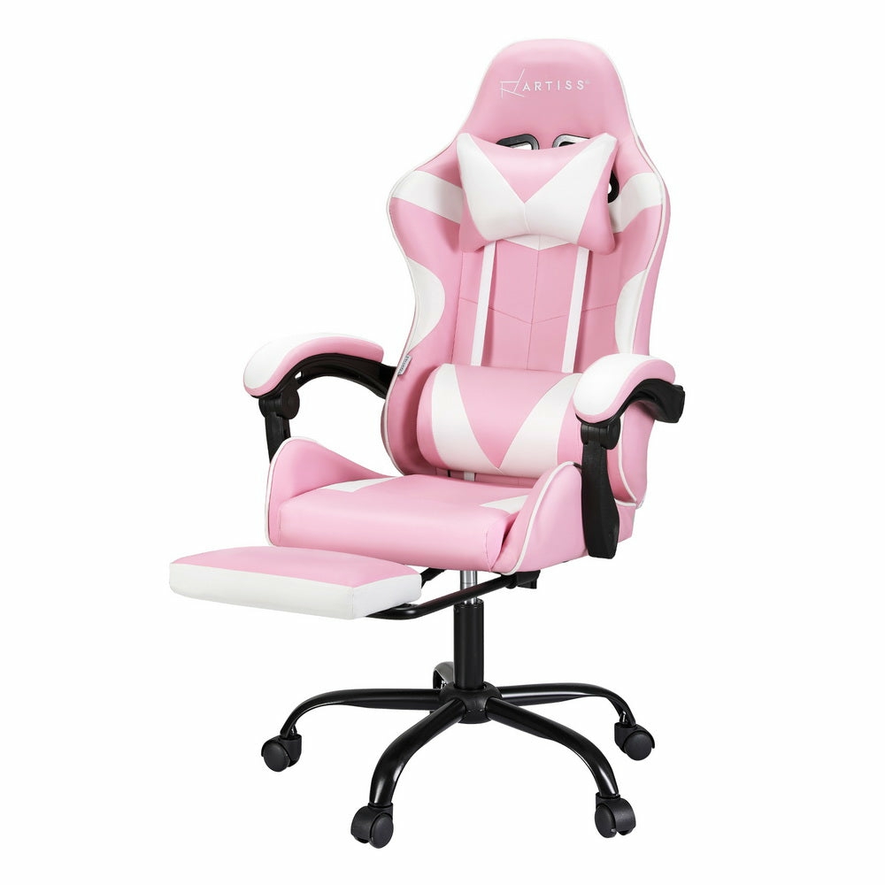 Pink Massage Gaming Office Chair W/ Footrest Furniture