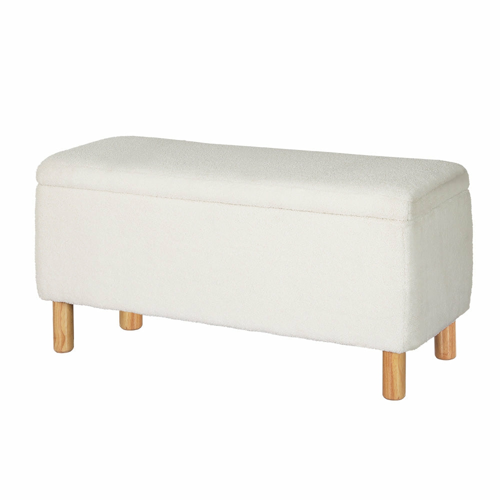 Premium Boucle Storage Ottoman 99Cm Bedroom