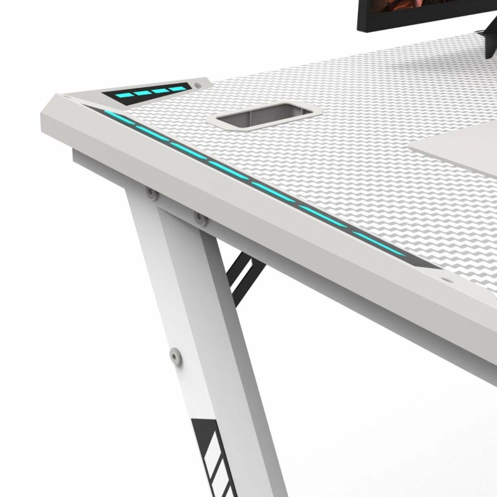 Rgb Ergonomic Gaming Desk With Carbon Fiber Surface 140Cm Furniture