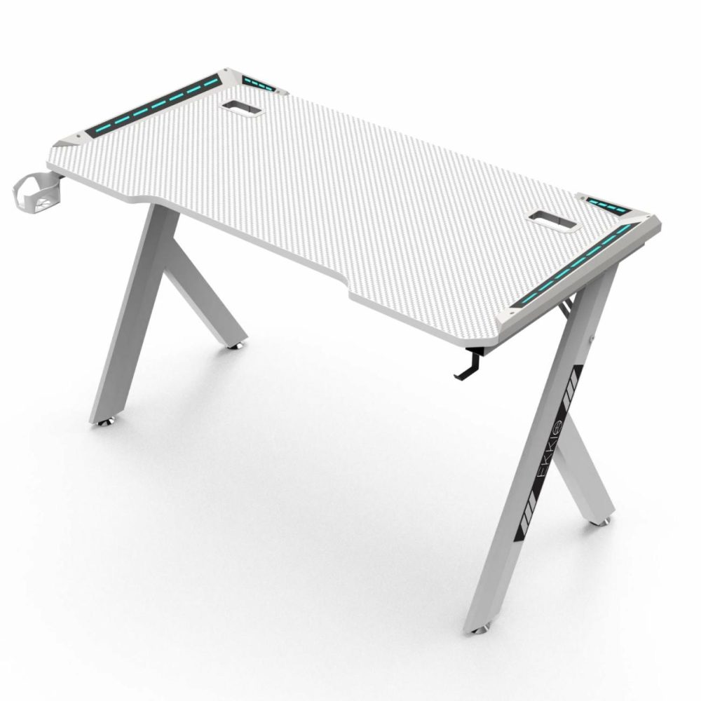 Rgb Ergonomic Gaming Desk With Carbon Fiber Surface 140Cm Furniture