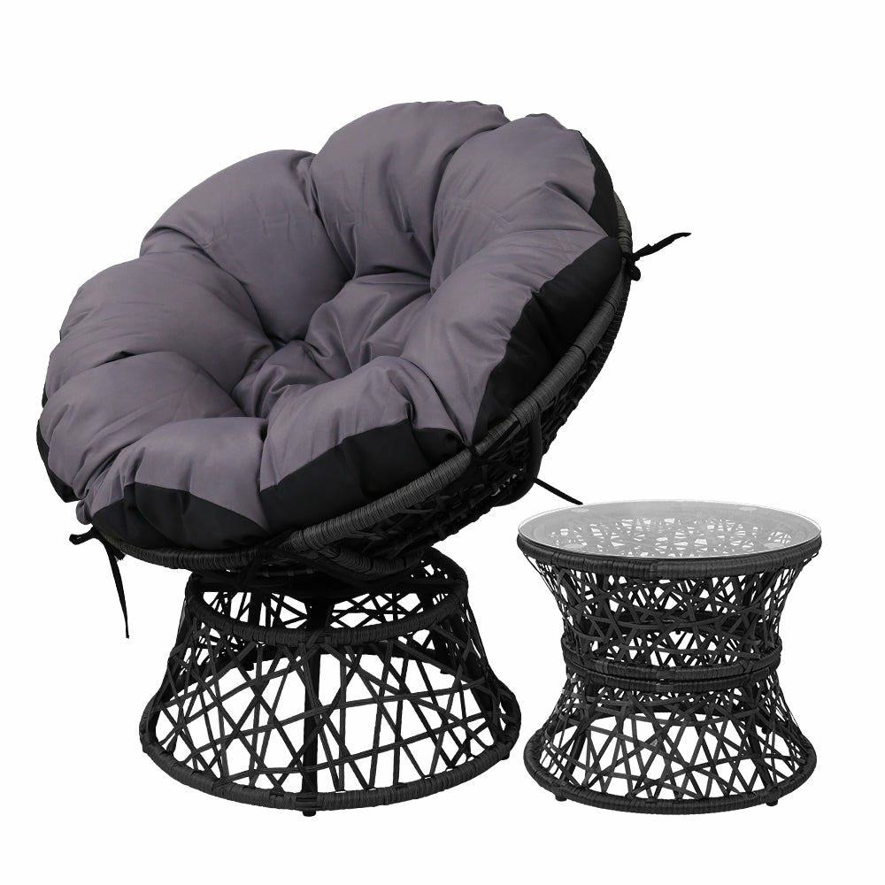 Rotatable Papasan Chair Set Outdoor Furniture