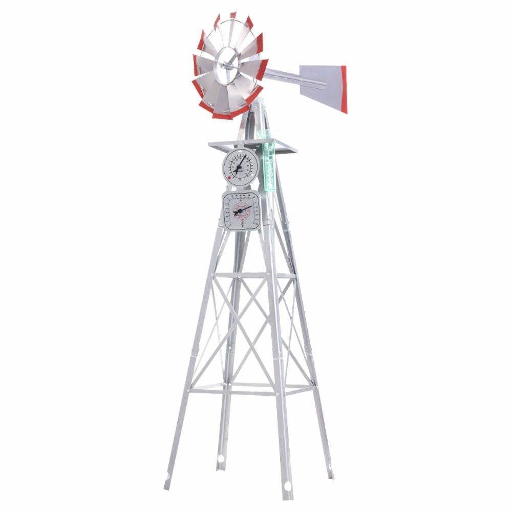 Rust-Proof 8Ft Metal Garden Windmill With Weathervane Garden Accessories