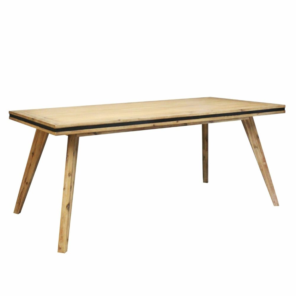 Rustic 180Cm Acacia & Veneer Dining Table With Wooden Feet Dining Room