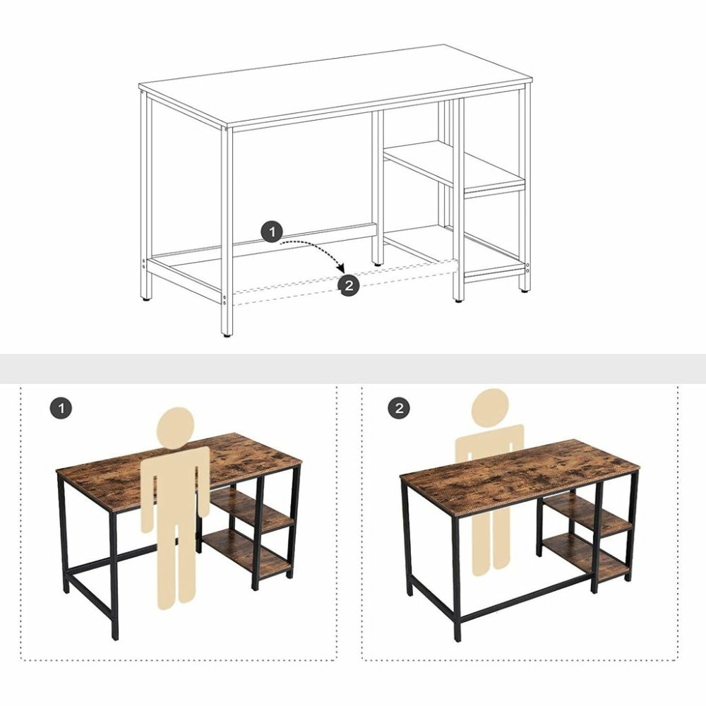 Rustic Brown Computer Desk W/ Shelves Computer Desks