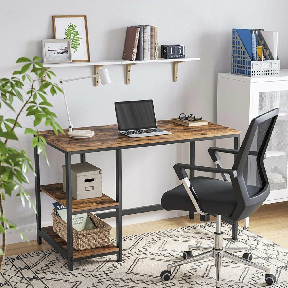 Rustic Brown Computer Desk W/ Shelves Computer Desks