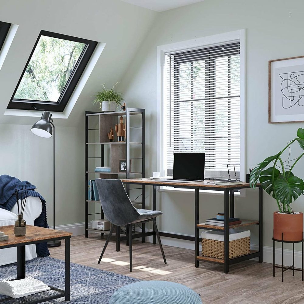 Rustic Brown Computer Desk W/ Shelves Computer Desks