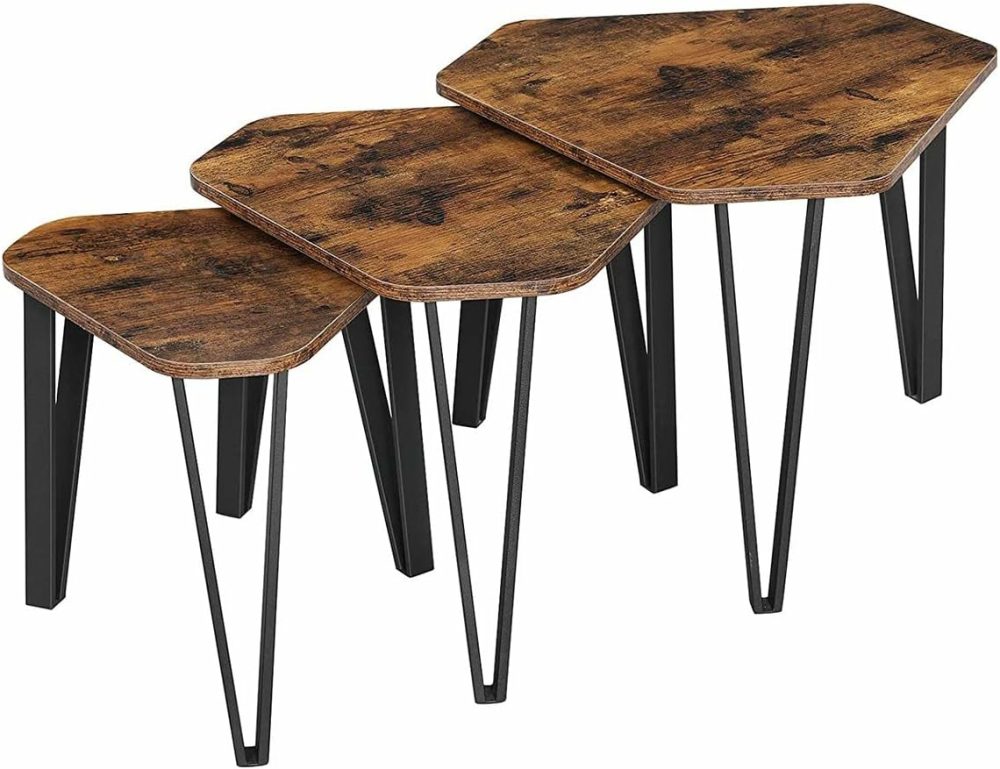 Rustic Brown Nesting Coffee Tables Set Of 3 Coffee Tables