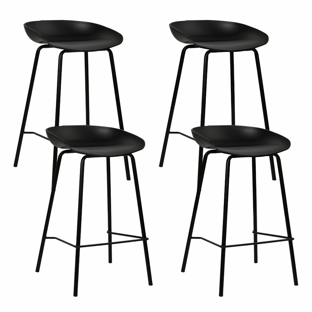 Set Of 4 Pp Plastic Seat Bar Stools With Metal Frame Dining Room