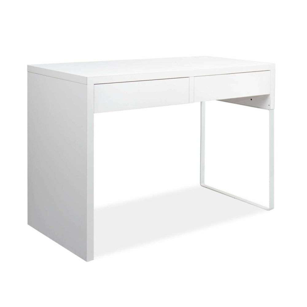 Sleek White Computer Desk With Drawers Computer Desks