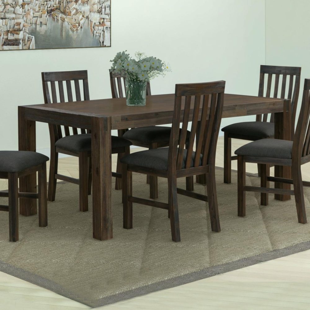 Solid Acacia Timber Frame Dining Table 180Cm With Metal Finish Dining Room