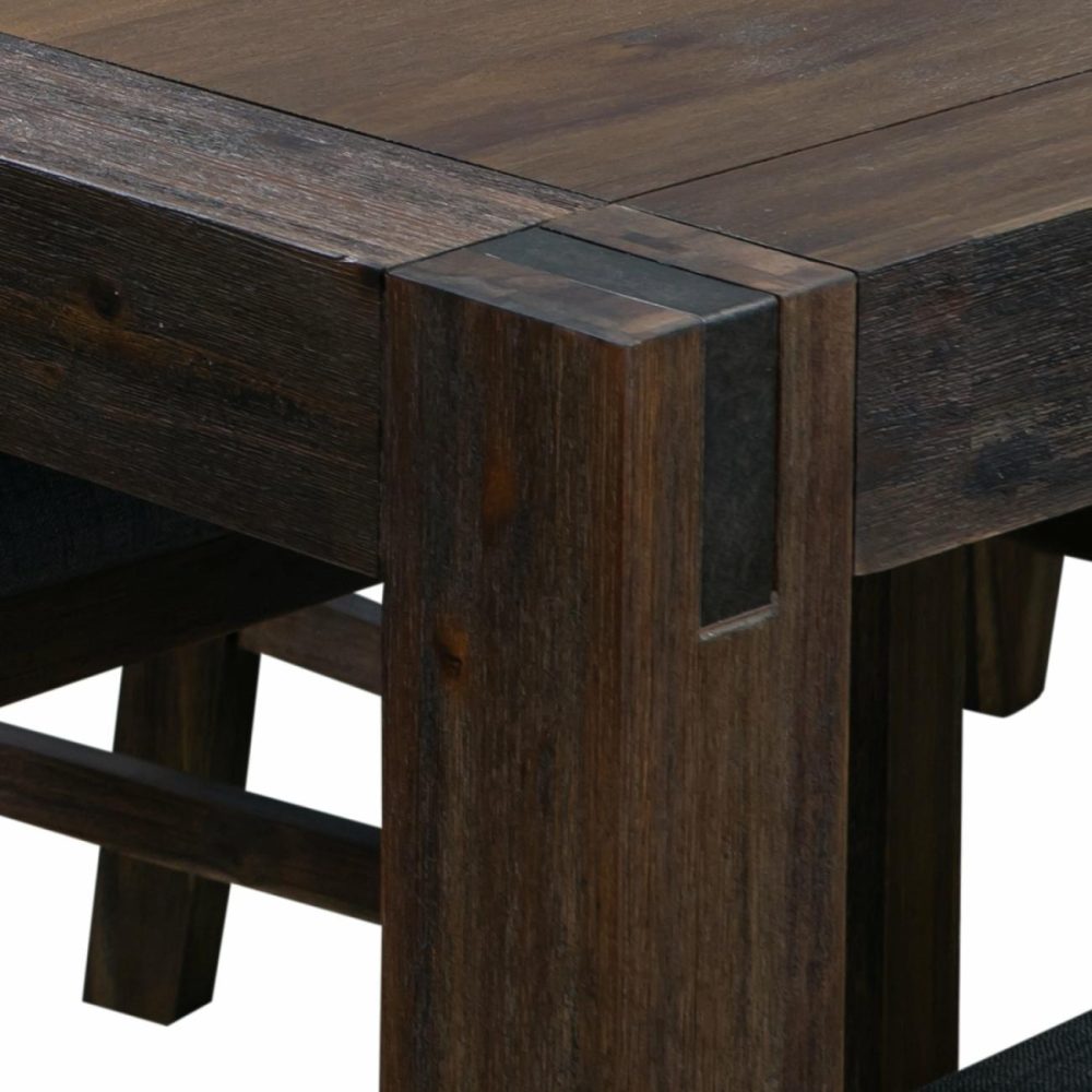 Solid Acacia Timber Frame Dining Table 180Cm With Metal Finish Dining Room