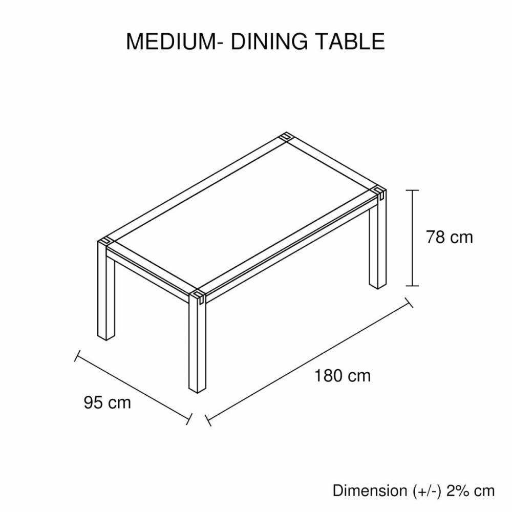 Solid Acacia Timber Frame Dining Table 180Cm With Metal Finish Dining Room