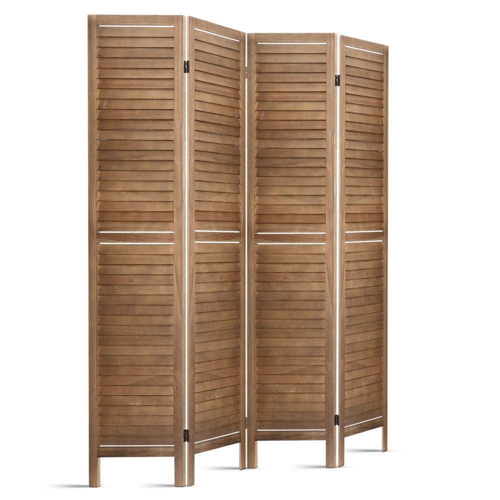 Solid Paulownia Wood 4 Panel Room Divider Screen Furniture