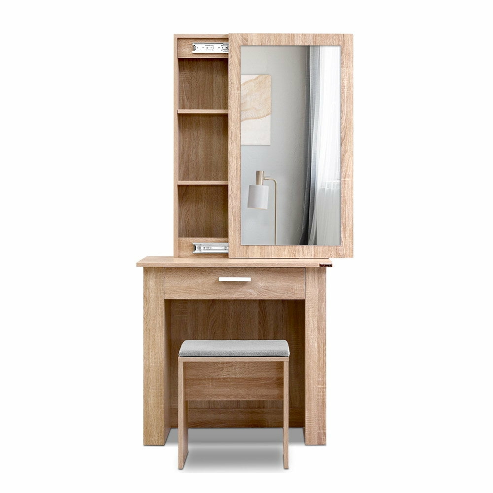 Space-Saving Dressing Table Set With Sliding Mirror Bedroom