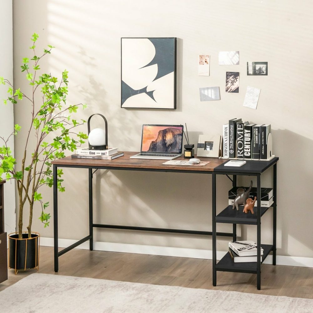 Sturdy Industrial Computer Desk With Shelves Computer Desks