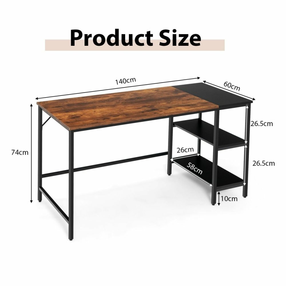 Sturdy Industrial Computer Desk With Shelves Computer Desks