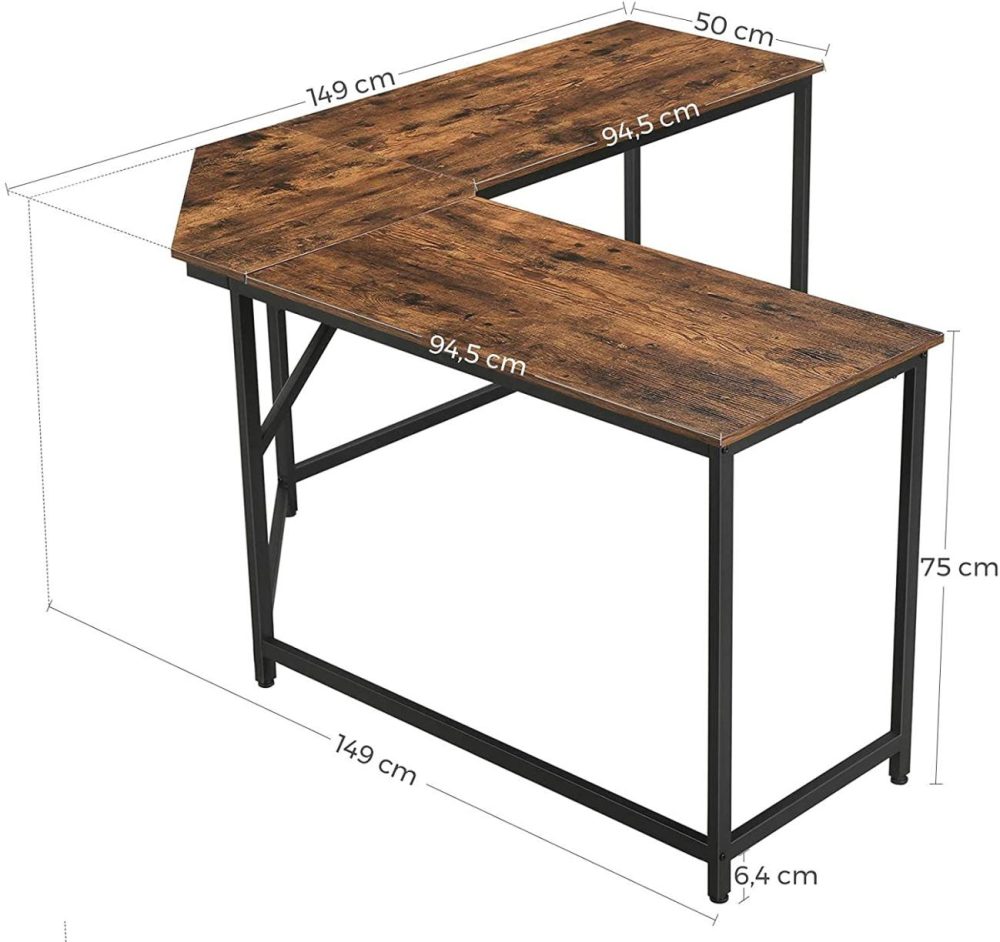 Sturdy L-Shaped Computer Desk With Cable Cutout Computer Desks