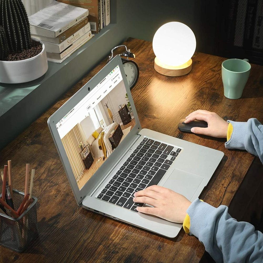 Sturdy L-Shaped Computer Desk With Cable Cutout Computer Desks