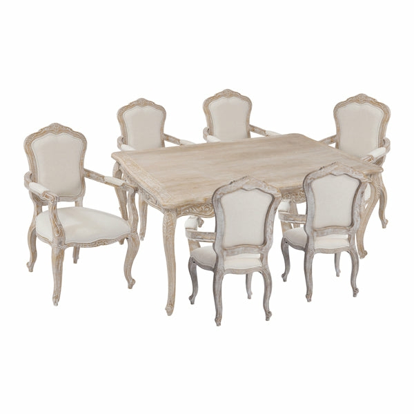 Sturdy Oak Wood White Washed Dining Set Dining Room