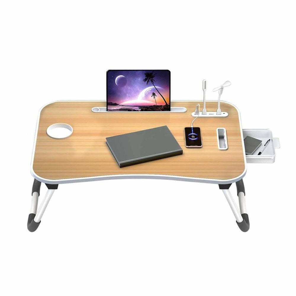 Usb Charging Bed Tray Laptop Desk With Bookshelf Furniture