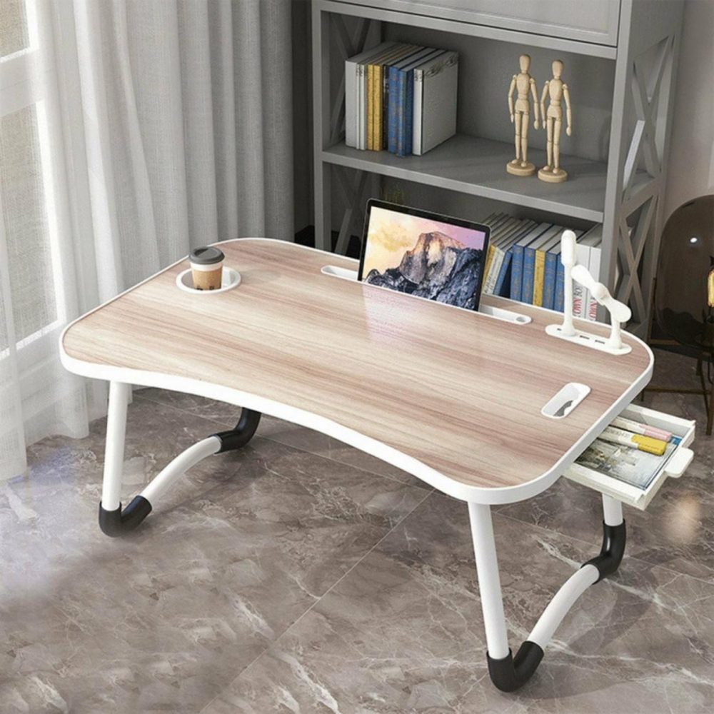 Usb Charging Bed Tray Laptop Desk With Bookshelf Furniture