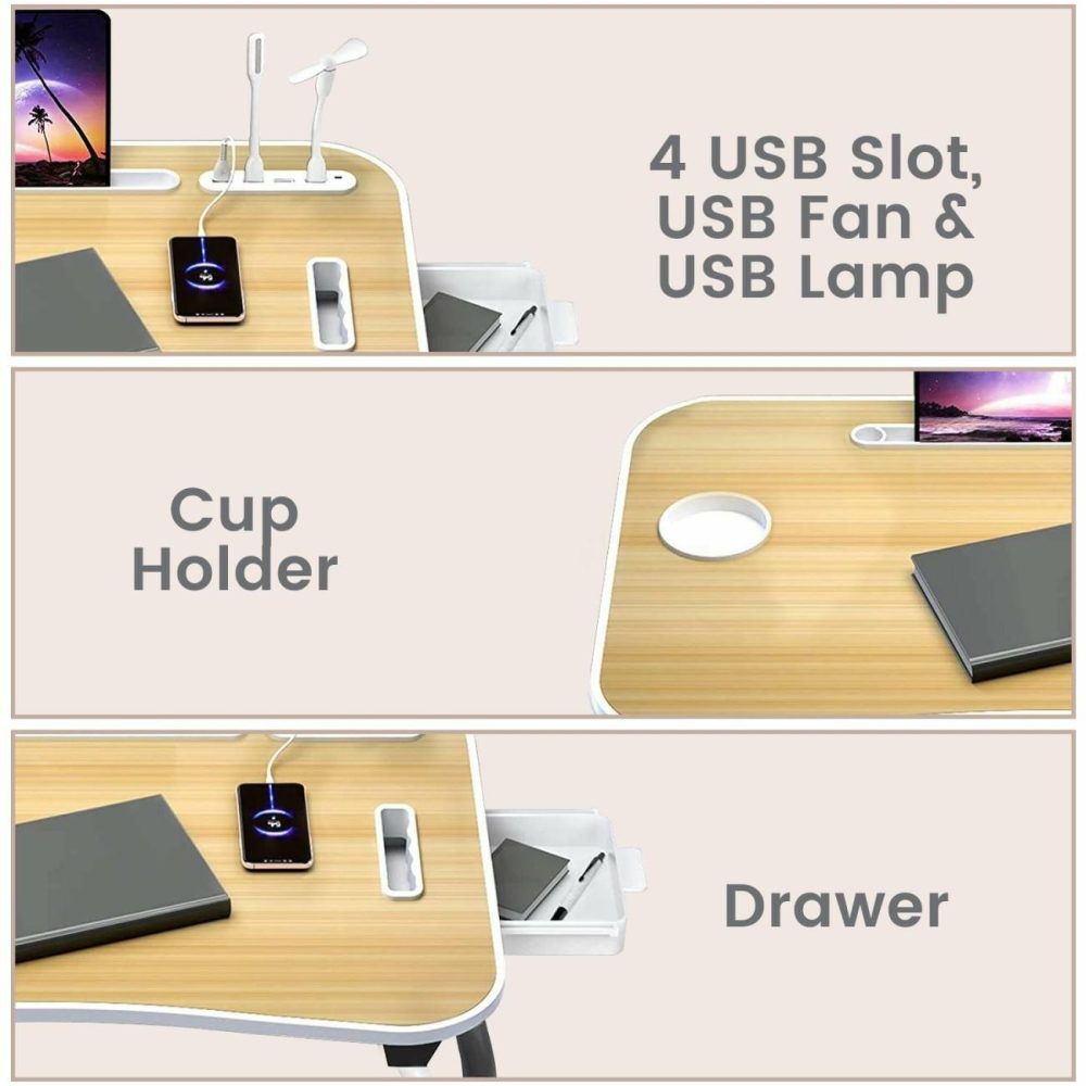 Usb Charging Bed Tray Laptop Desk With Bookshelf Furniture