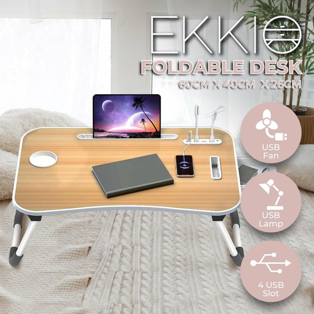 Usb Charging Bed Tray Laptop Desk With Bookshelf Furniture