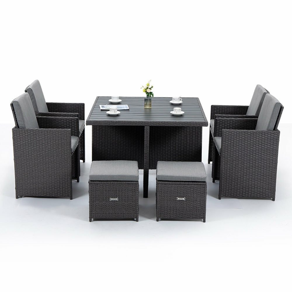 Uv-Resistant 9-Piece Rattan Outdoor Dining Set Outdoor Dining Sets