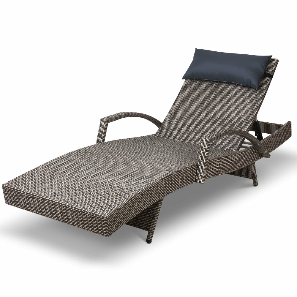 Uv-Resistant Adjustable Wicker Sun Lounge Chair Garden Accessories