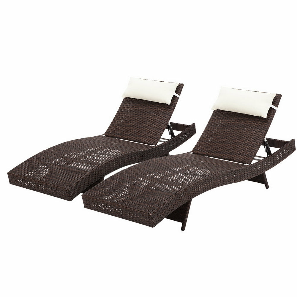 Uv-Resistant Sun Lounge Set With Cushions Garden Accessories