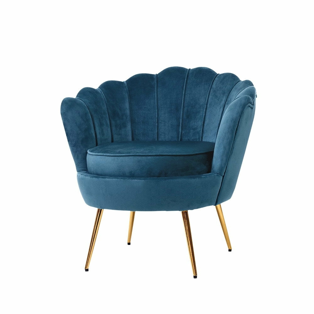 Velvet Shell Back Armchair With Gold Legs Armchairs