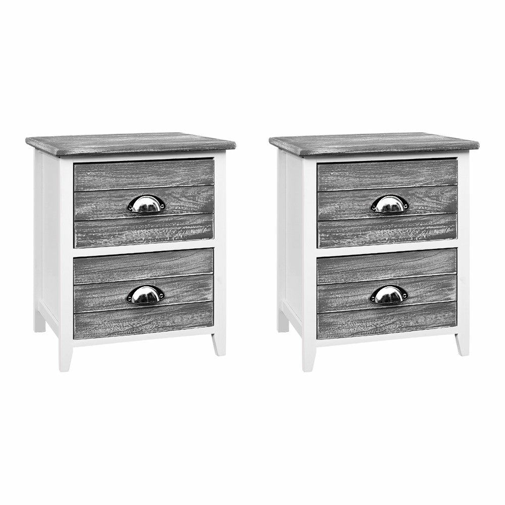 Vintage Grey Bedside Tables Bedroom