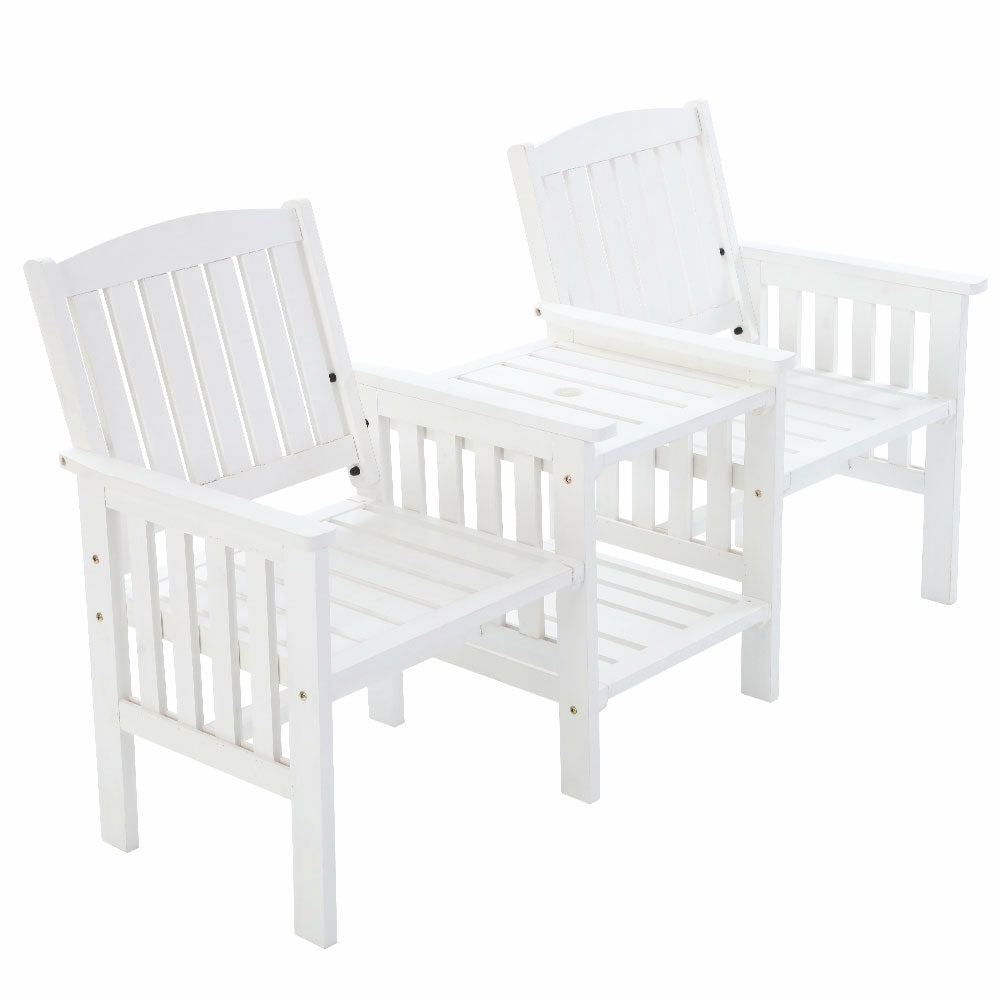 Weather-Resistant 2-Seater Garden Bench With Table Garden Benches